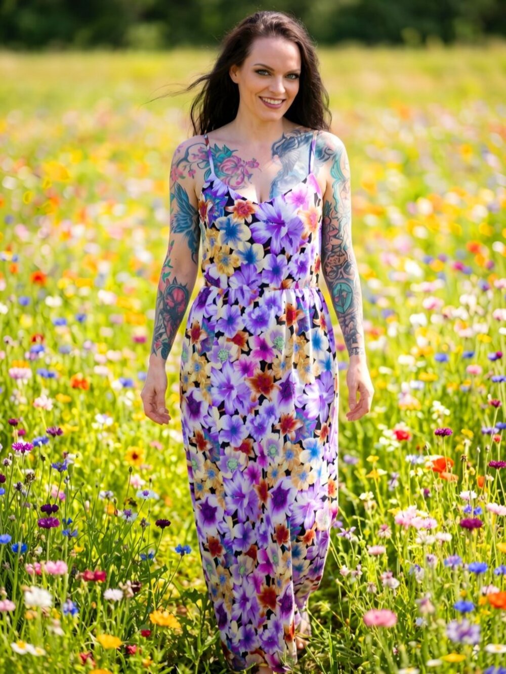 Forever 21 Contemporary ✦ Maxi Dress ✦ Floral Print Spaghetti Strap Purple M NWT